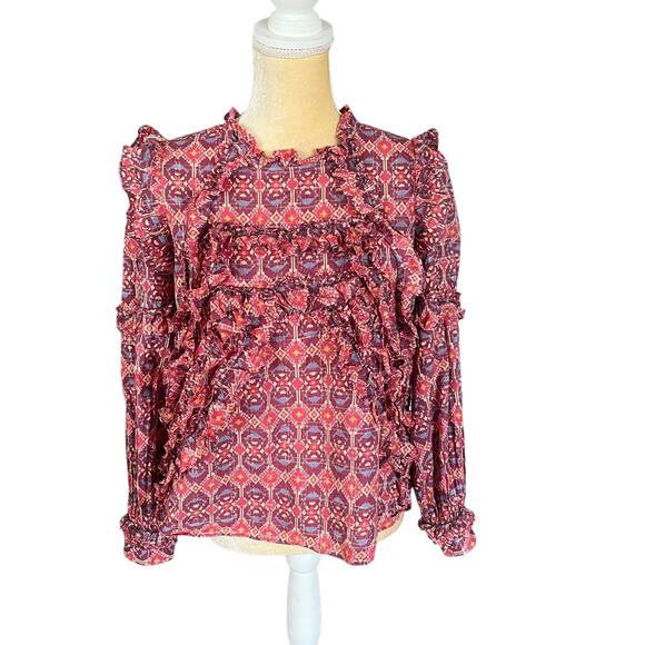 Sezane Emmy Blouse Pink Ruffle Top Size 36 US Size 4 / Small - Picture 1 of 10